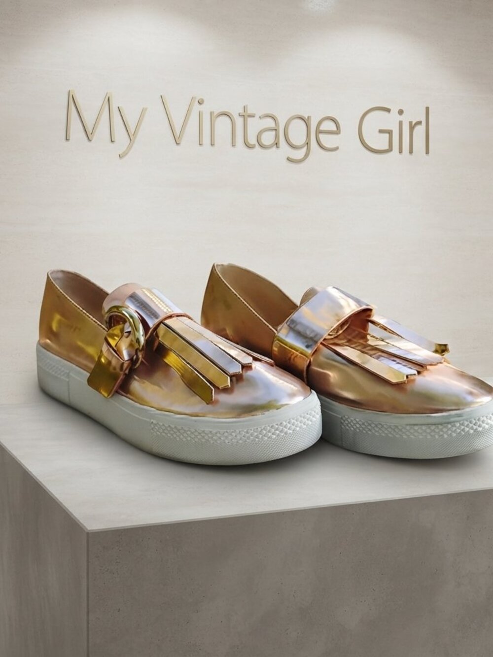 DKNY Metallic Rose Gold Sneakers